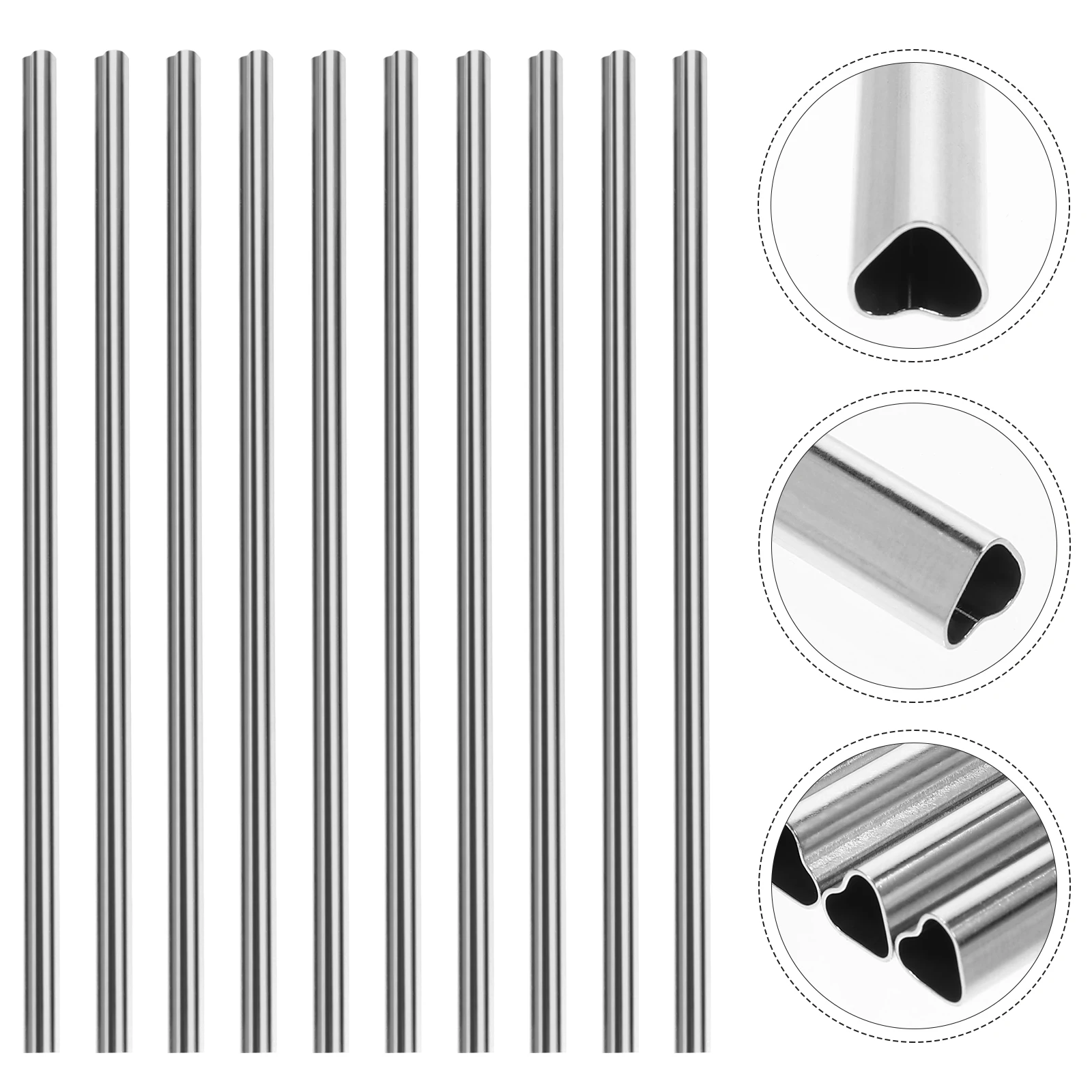 

10Pcs Stainless Steel Drinking Straws Heart Shape Reusable Straw Stirrers for Cocktails Milk Shakes Portable