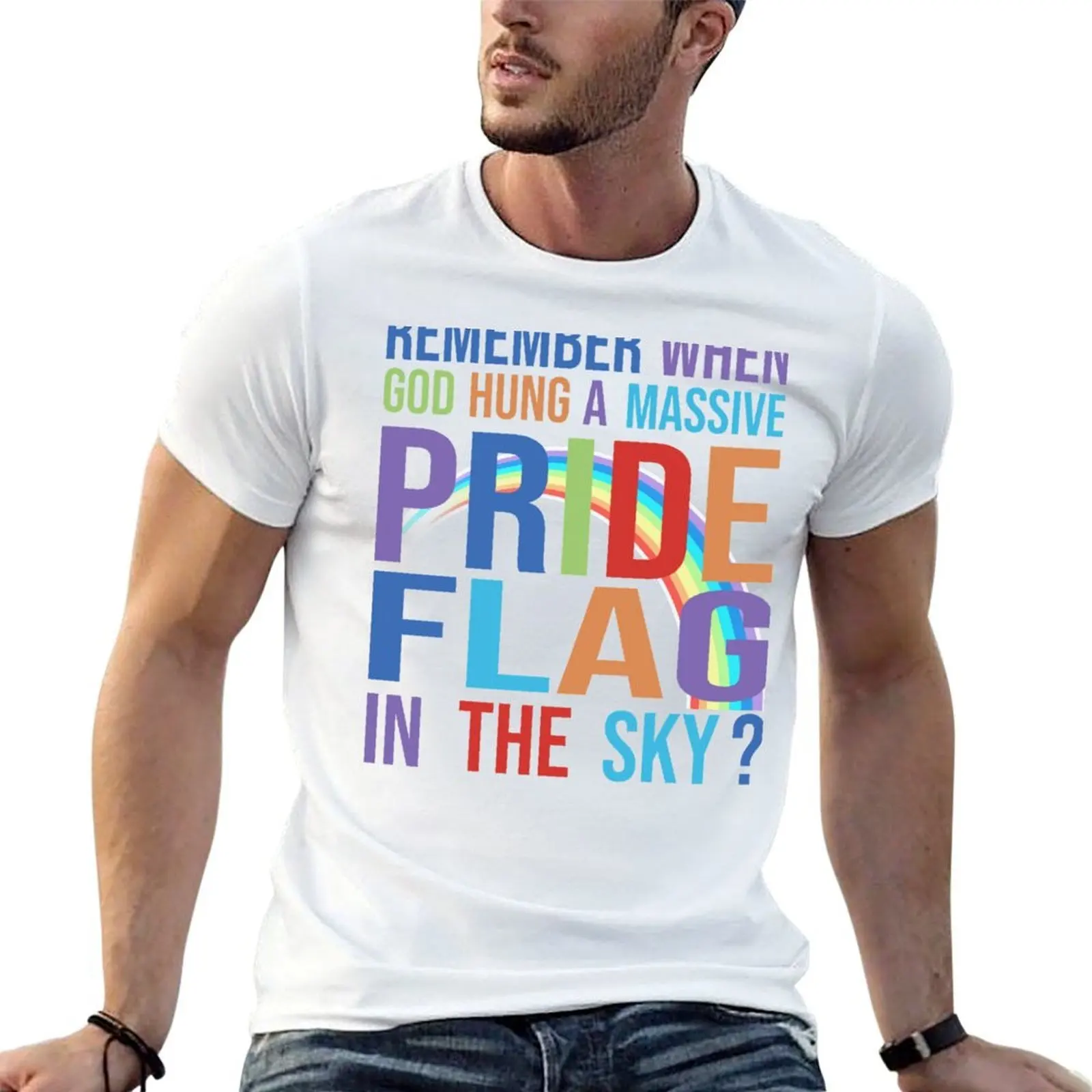 Remember When God Hung a Pride Flag in the sky T-Shirt anime tshirt street wear Men's t-shirt