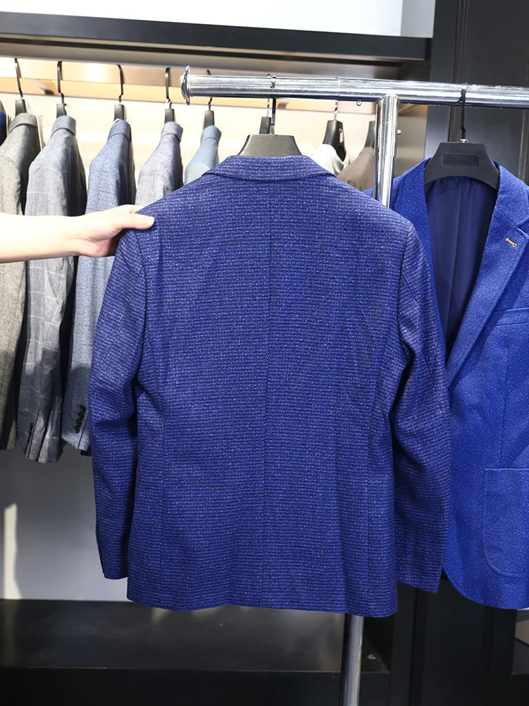 Homesi ربيع الخريف الشباب الرجال تنوعا 43 بدلة صوفية Jaet فضفاضة تناسب عادية طويلة Sve اثنين زر الياقة الكلاسيكية #2