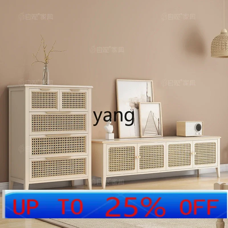 

LH Solid Wood TV Cabinet Coffee Table Combination Modern Simple Home Living Room Floor Cabinet Decoration Furniture