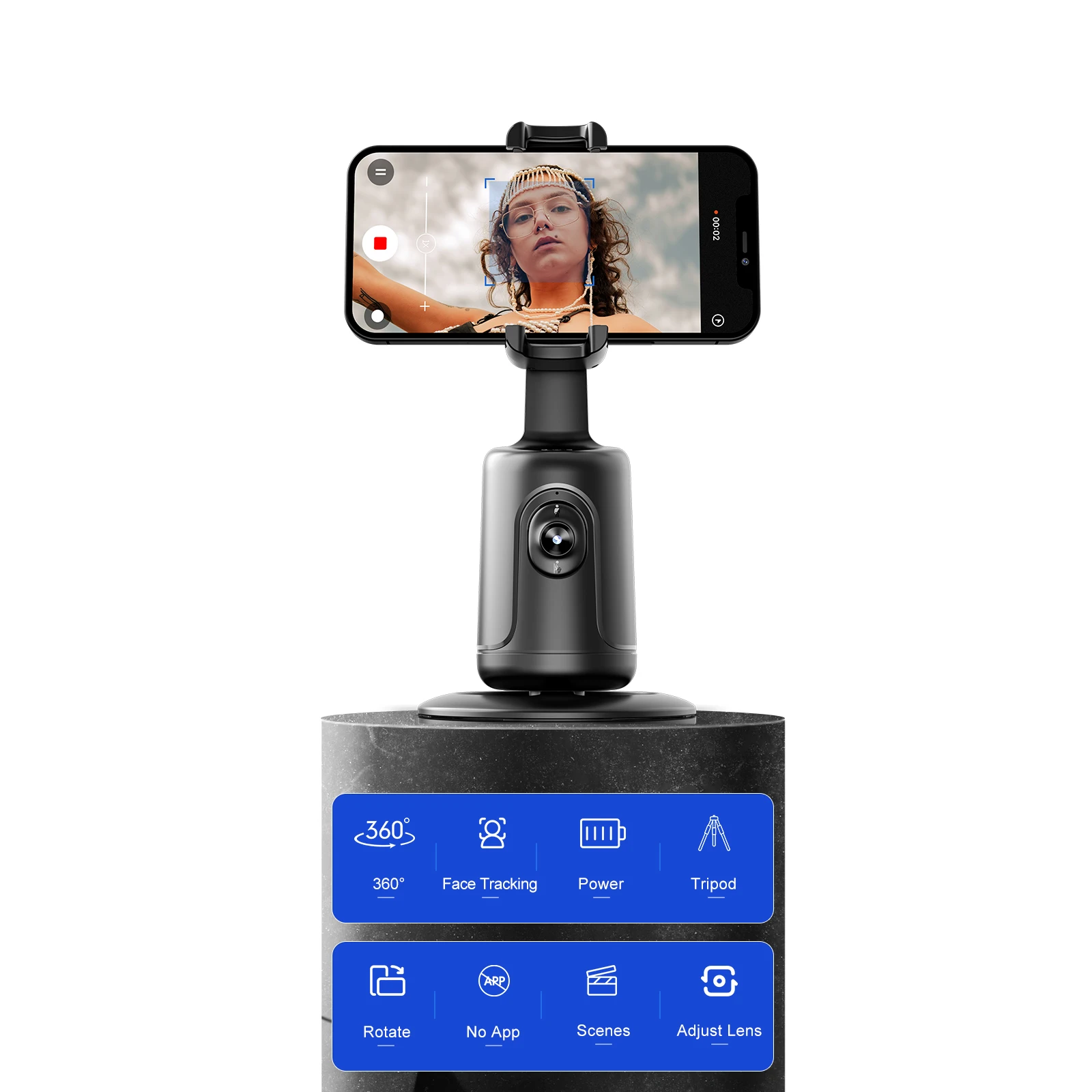 2024 New 360 Rotation Follow-up Gimbal Stabilizer, Follow-up Selfie Desktop Face Tracking Gimbal for Tiktok Smartphone Live