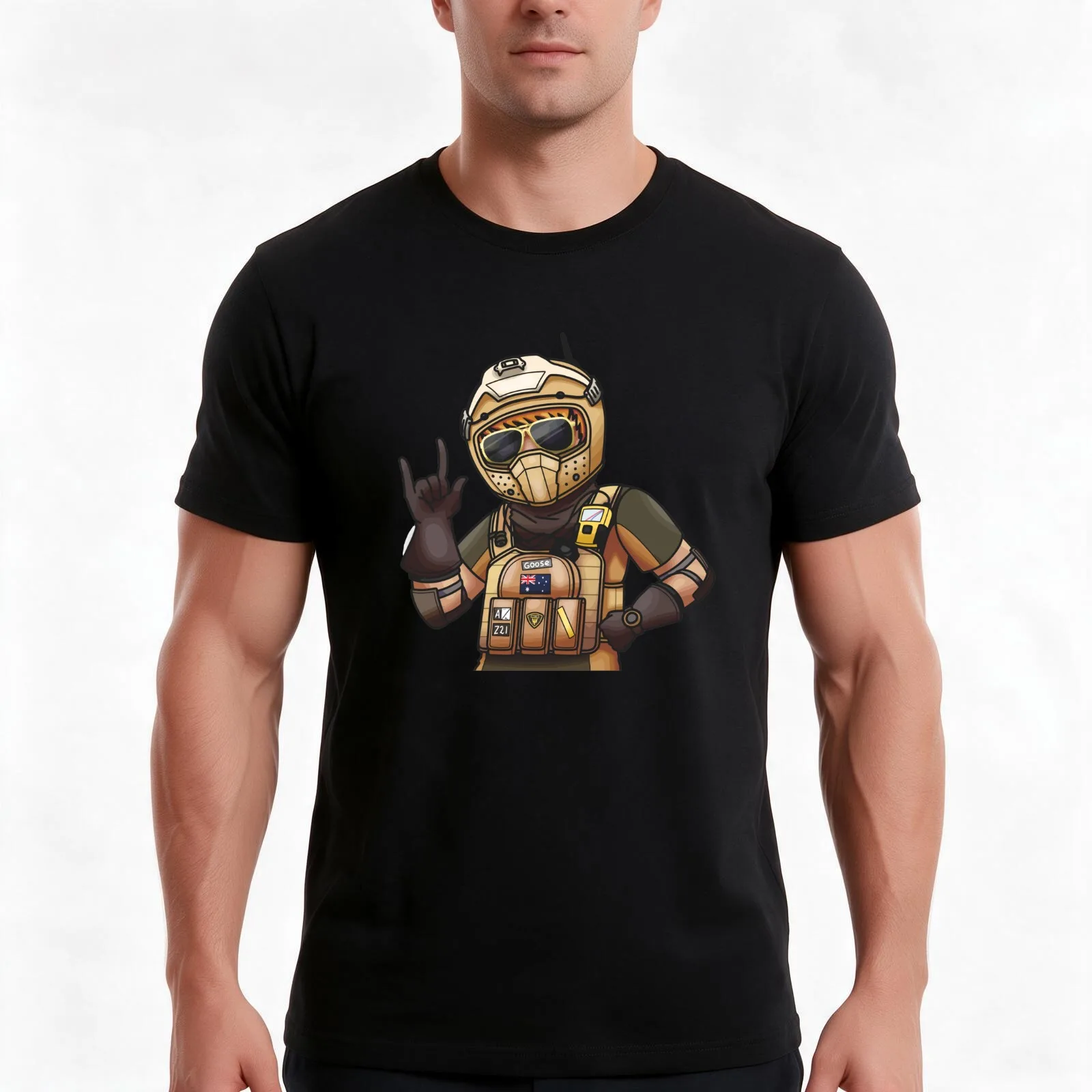 mozzie selfie T-Shirt, Summer Casual Cotton Tee, Oversized Streetwear Tops, Vintage Graphic Print, Loose Fit Short Sleeve