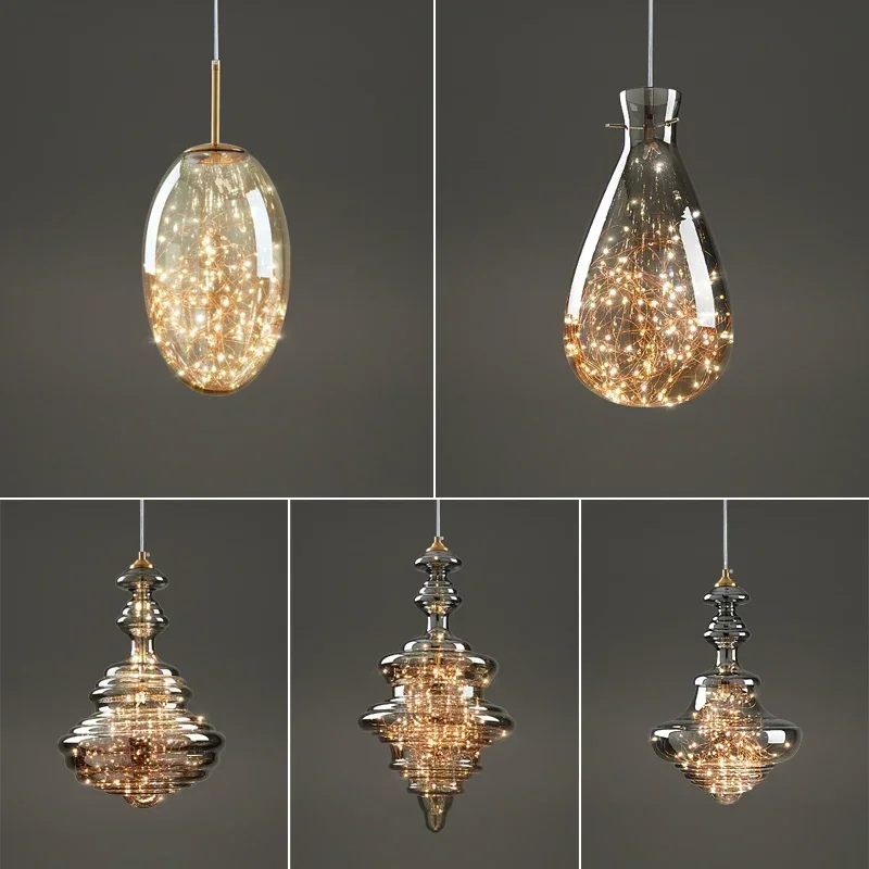 Postmodern Crystal Pendant Light Luxury Copper Glass Chandelier Dining Room Bedroom Living Room Villa Restaurant Bar Decor Lamp