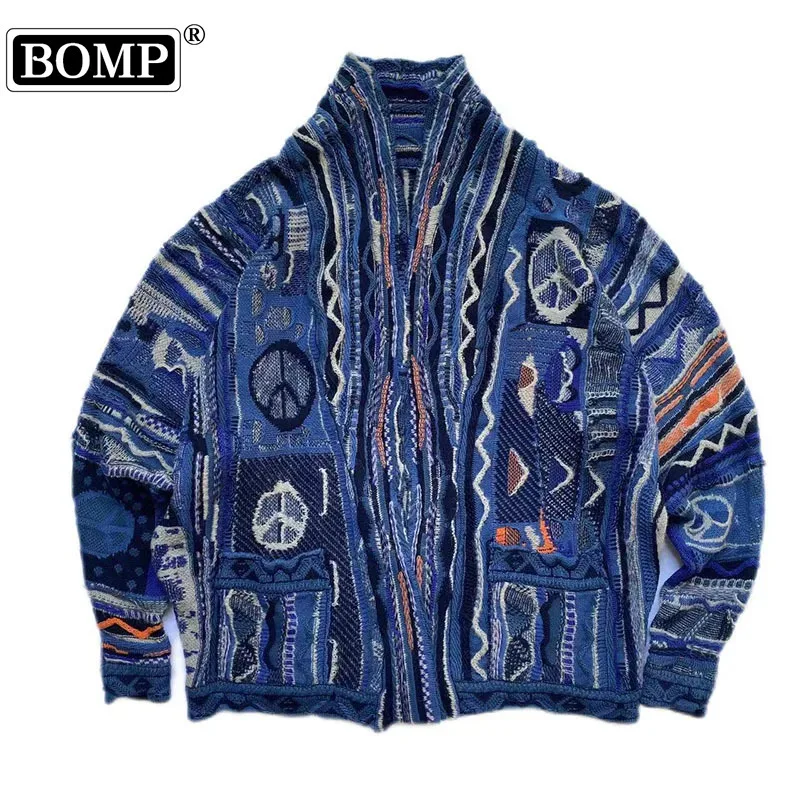 [BOMP] Autumn Vintage Ancient Heavy Industry Loose Sweater Cardigan Robe Coat New Fashion