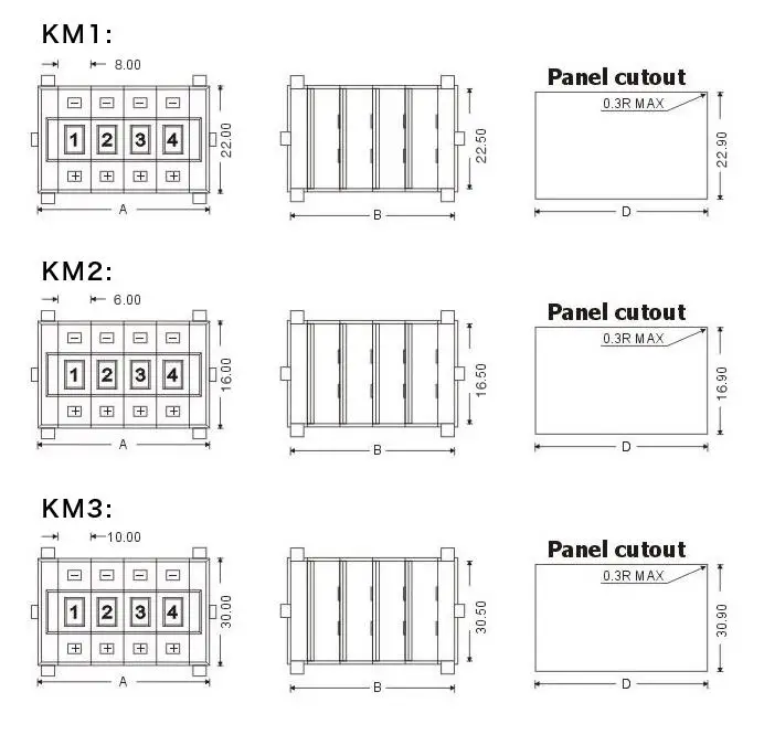 Black 22mm x 8mm 0-9 Digits Decimal/BCD Pushwheel Thumbwheel Switches KM1