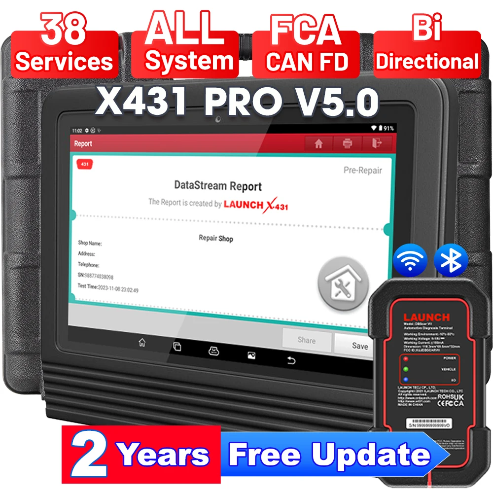 Image of LAUNCH X431 Pro V5.0 OBD2-Diagnosescanner-Tool mit Bluetooth, bidirektionaler OBD2-Scanfunktion, CAN FD & DOIP, 38+ Reset-Funktionen, AutoVin, 2 Jahre kostenlose Updates