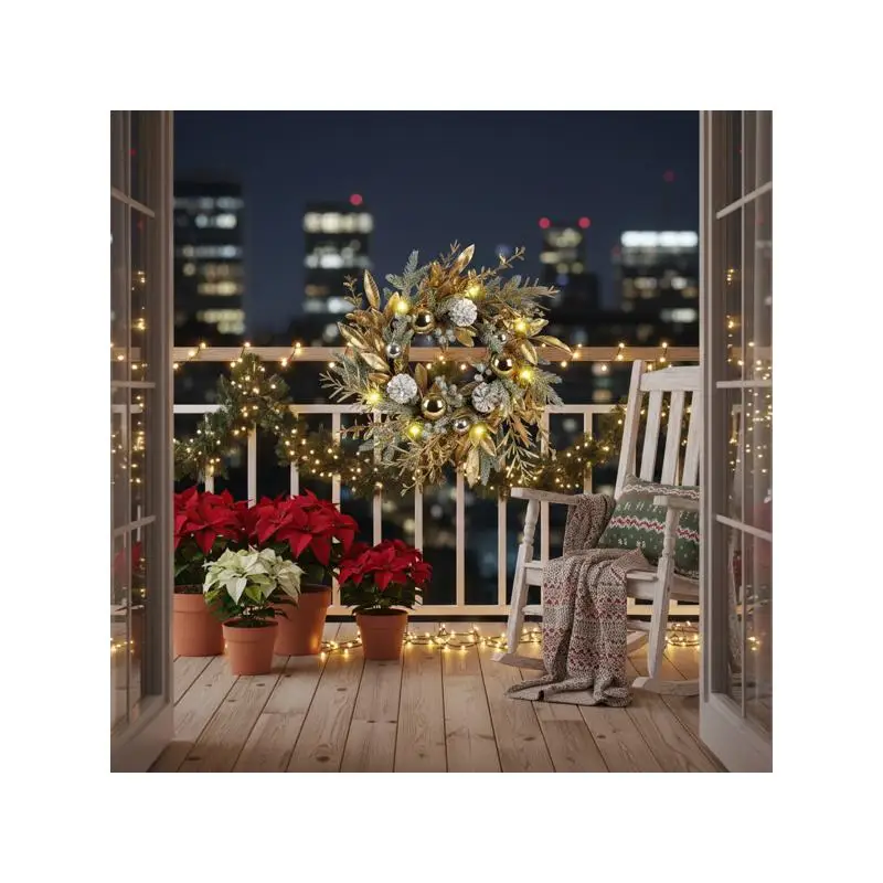 Ghirlanda natalizia da 20 pollici con luci LED bianche calde, decorazioni per porte natalizie, spedizione FBA