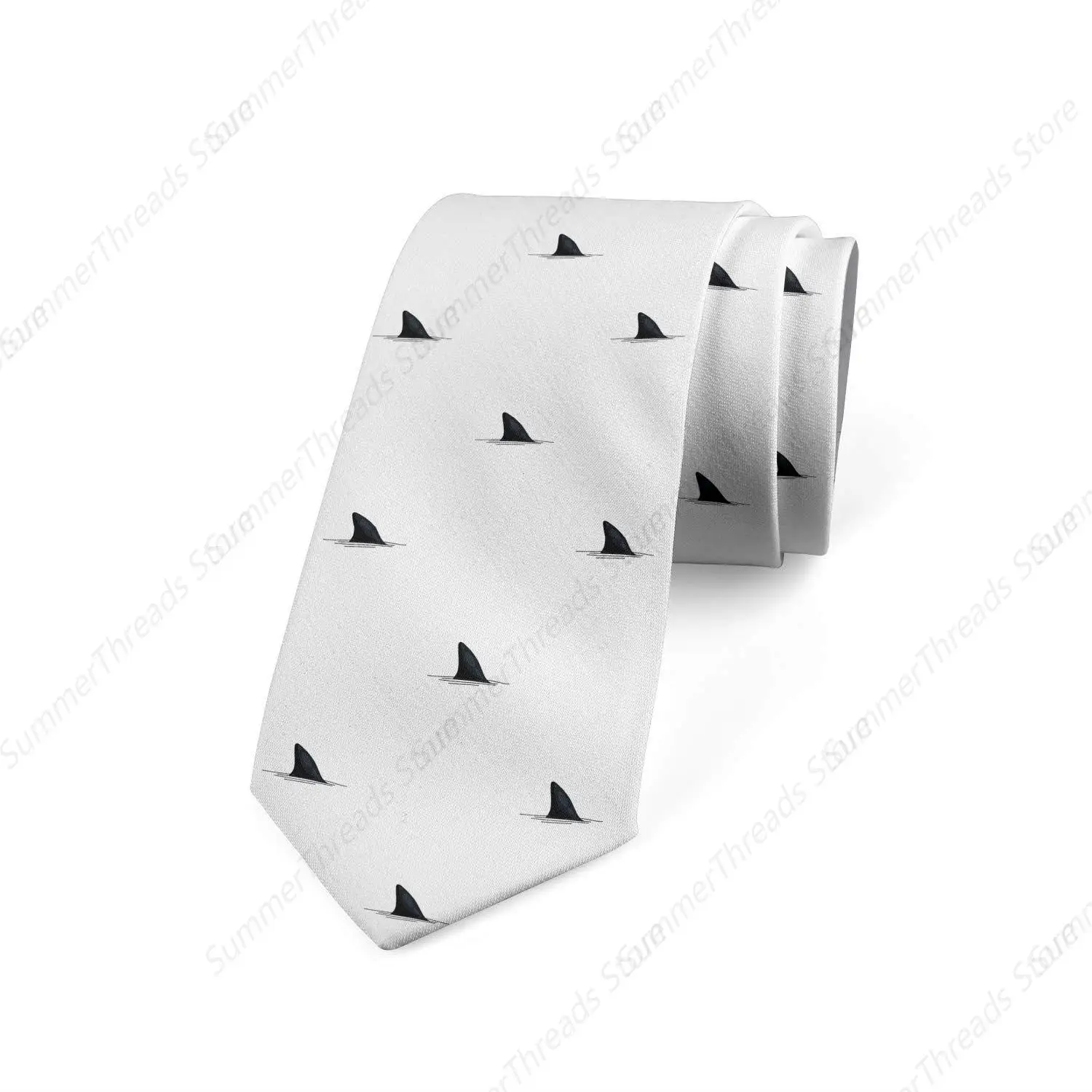 Black White Necktie, Wild Shark Fish, Dress Tie White Black