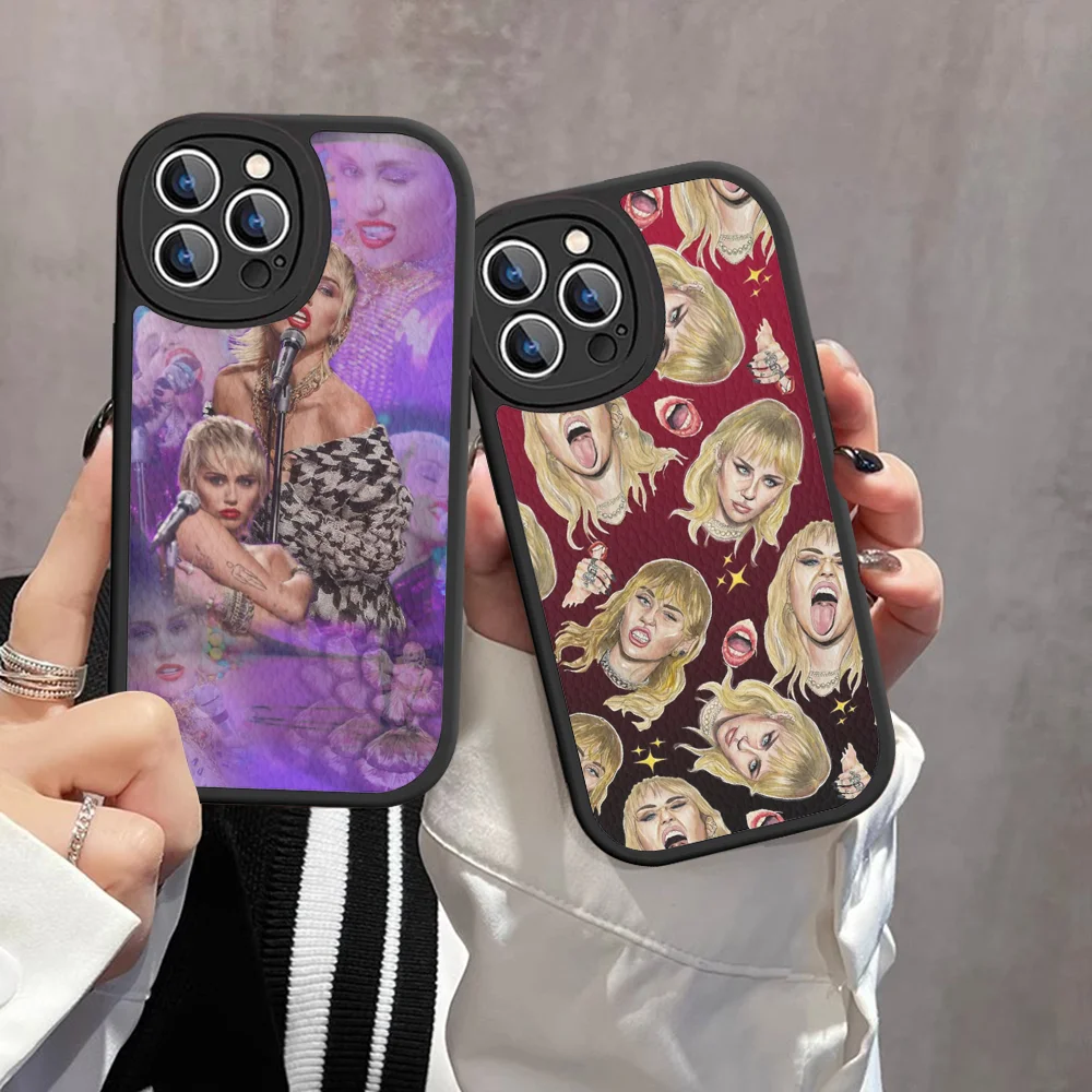 

Miley Cyrus Phone Case Hard Leather For IPhone 16 15 14 13 12 Mini 11 14 Pro Max Xs X Xr 7 8 Plus Fundas