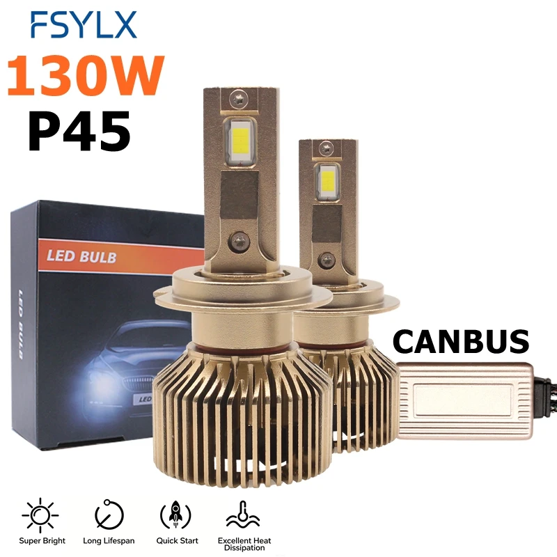 P45 130W 12000LM H7 LED Headlight Bulb H7 LED 6000K CSP 3570 Chip