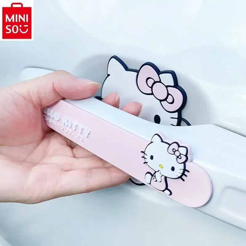 MINISO автомобильная полоса против столкновений, дверная ручка, защита от царапин, декоративная наклейка, аксессуары с героями мультфильмов «Hello Kitty»