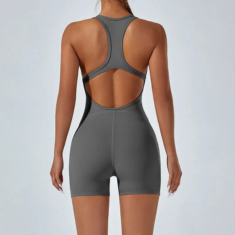 

Seamless Yoga Jumpsuits Peach Hip-lifting Tight shorts Backless Adjustable One-piece Workout Gym Leggings Tracksuits for Women