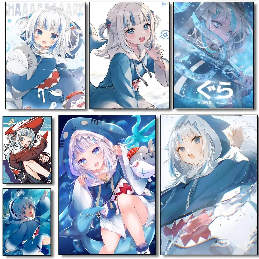 Kawaii Girl G-Gawr Gura Anime Poster HD Waterproof Aesthetic Wall For Home Decor Trendy Durable Easy To Apply Art
