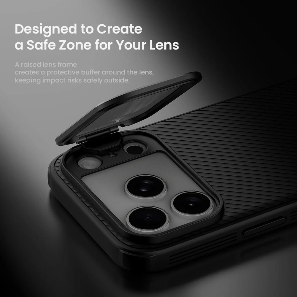 NILLKIN Magnetic Case For iPhone 18 Pro/18 Pro Max, Slide Camera Lens Cover with Hidden Stand, Aluminum Kickstand, Shock Proof