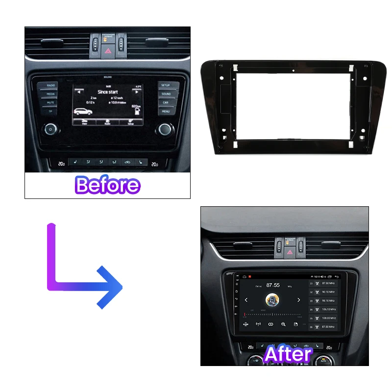 9 Inch Radio Fascia Fit for Skoda Octavia 2013 - 2018 Black Stereo Panel GPS Frame Dash Mount Kit Bezel Car Accessories Adapter