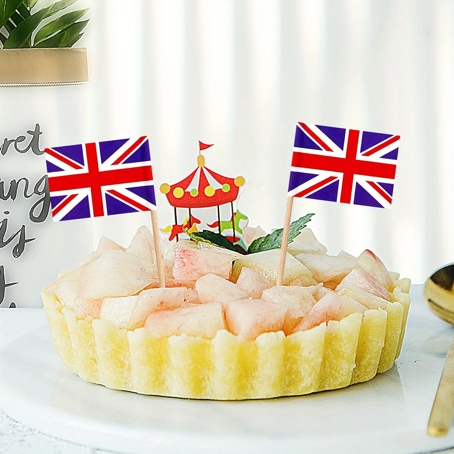 100pcs, British Flag Toothpicks, CupCake Topper, Cocktail Fruit Stick, Party Buffet Food Label, Plate Cheese Label