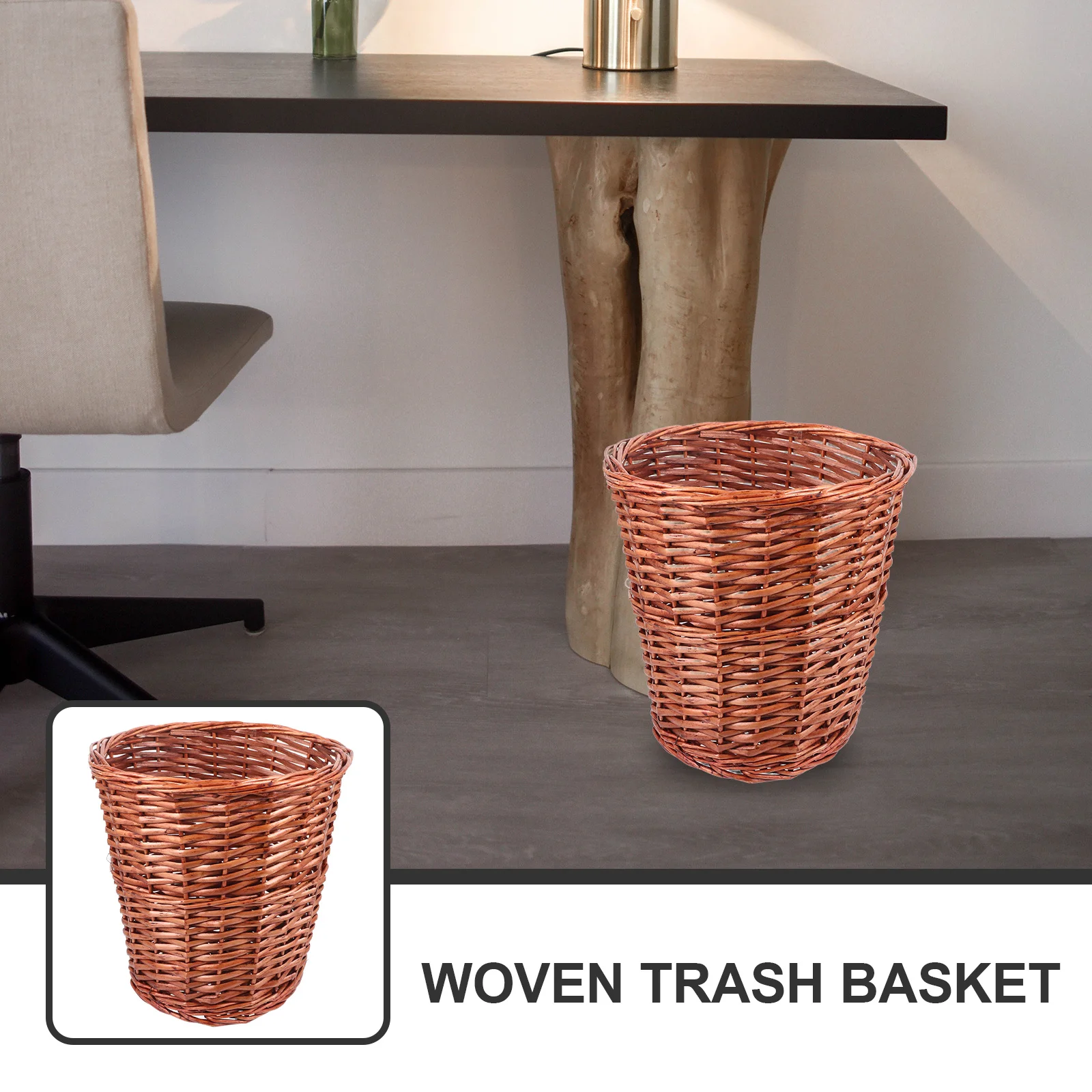 

Natural Rattan Woven Waste Basket Practical Storage Trash Bin Bedroom Living Room Kitchen Use Woven Waste Basket