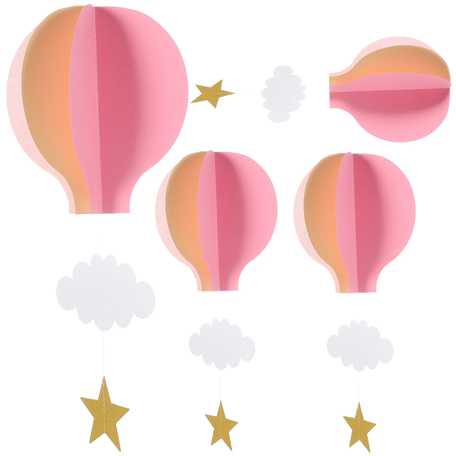 4pcs Colorful Hot Air Balloon Hanging Decoration Hanging 3D Hot Air Balloon with Star and Cloud Nursery Room