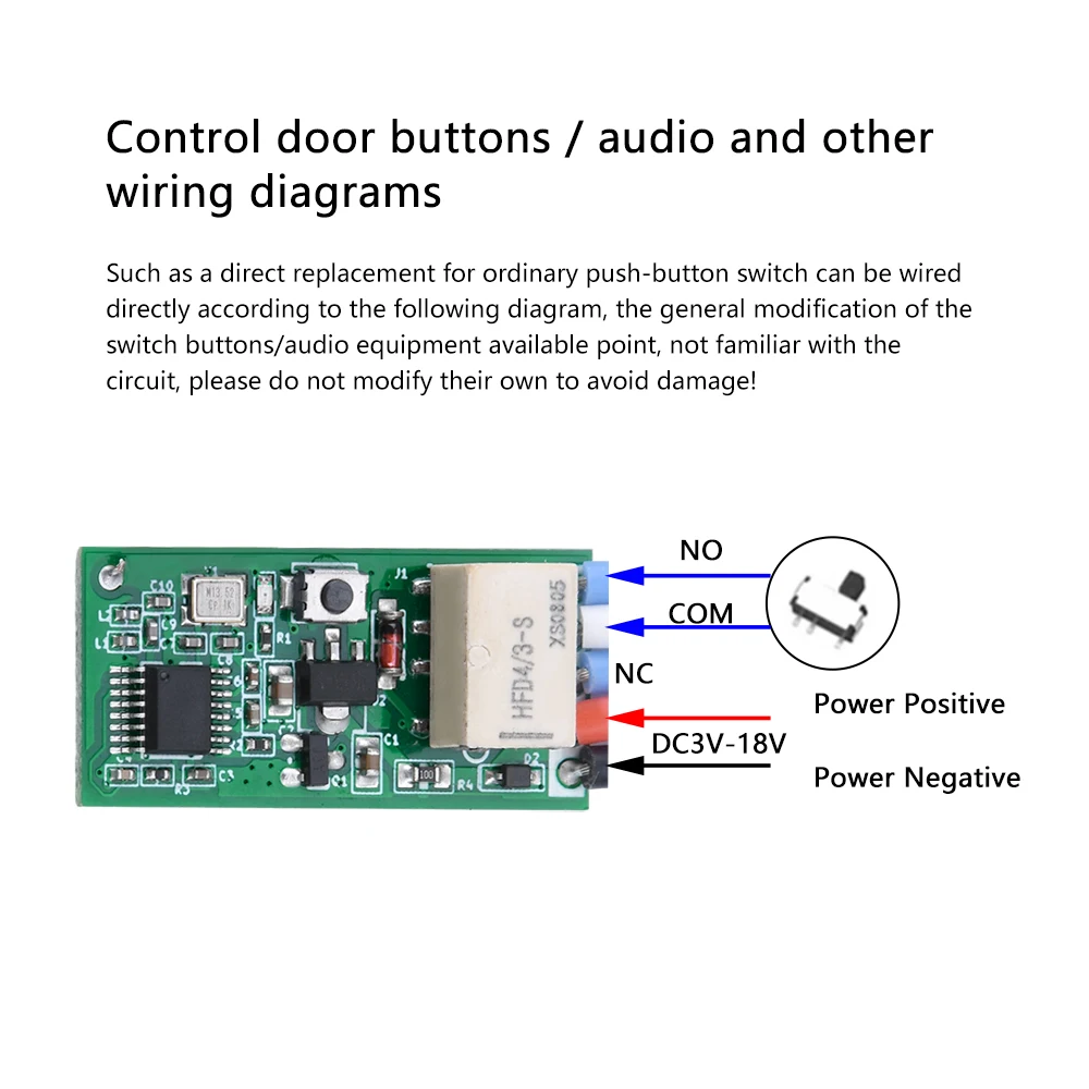 Commutateur à télécommande sans fil DC3V-18V Commutateur l\'inventaire marche/arrêt Télécommande sans fil 433MHz pour le contrôle de circuit