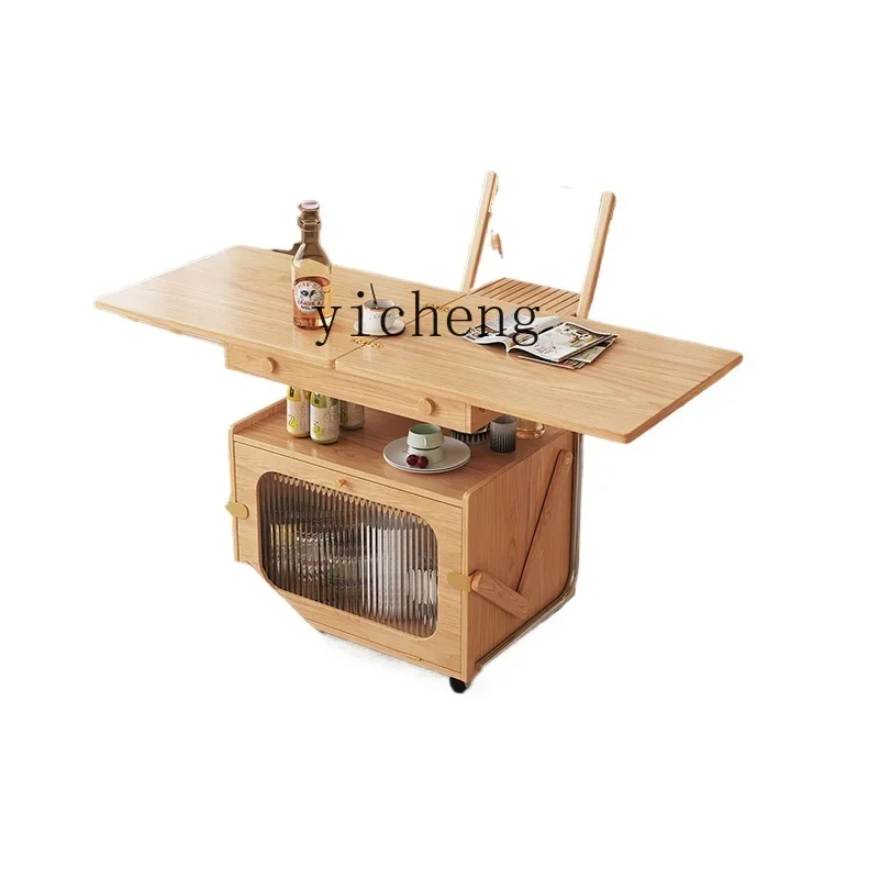 ZK log wind coffee table living room home side table modern simple foldable mobile tea table