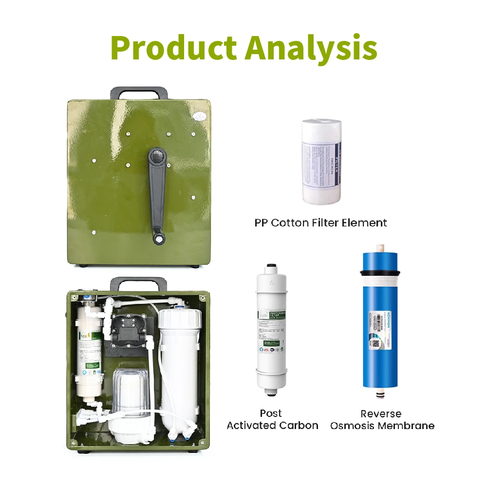 Portable Water Purifier, Manual Reverse Osmosis Filter for Camping, Household, Travel, Emergency Drinking, 10000L Capacity