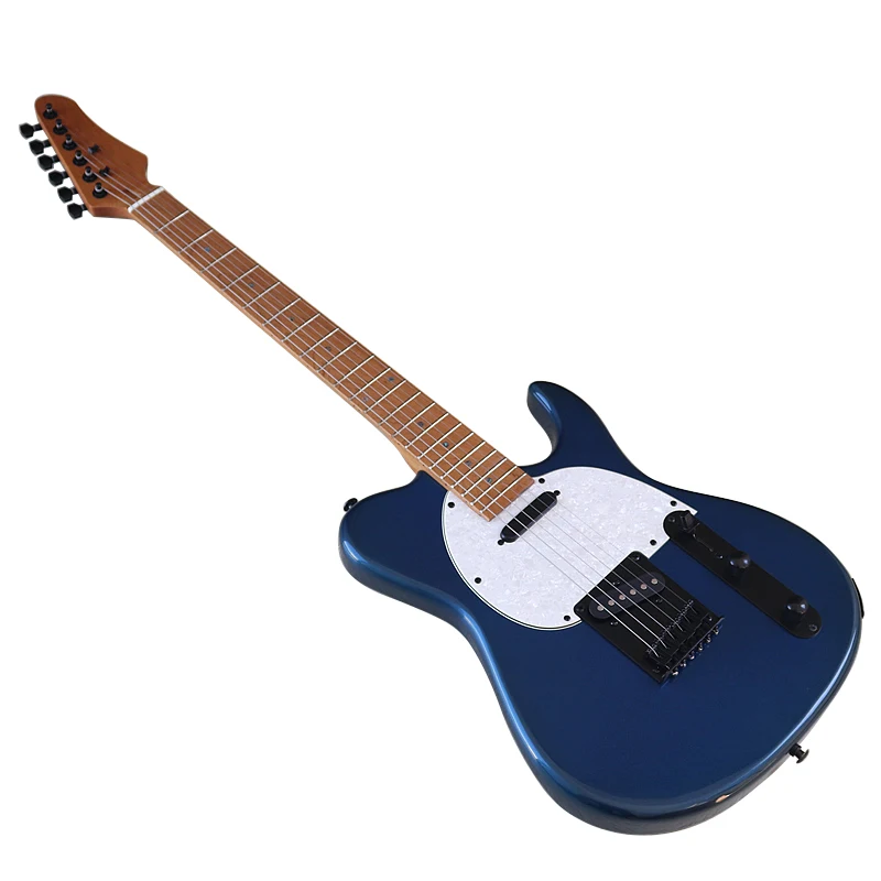 6 Strings Electric Guitar Metaillc Blue Solid Okoume Body 39 Inch High Glossy Guitar With Canada Maple In Stock