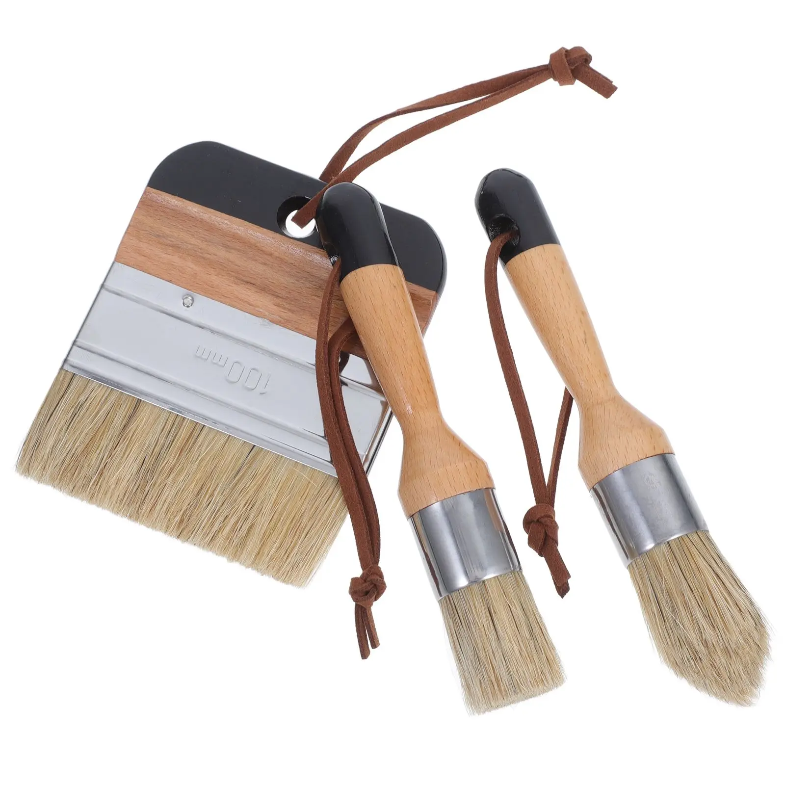 

Painting Brushes Set Black Bristle Round Tip Home Decor Craft Tool Wax Chalk Oil Sauce BBQ Brush Supplies