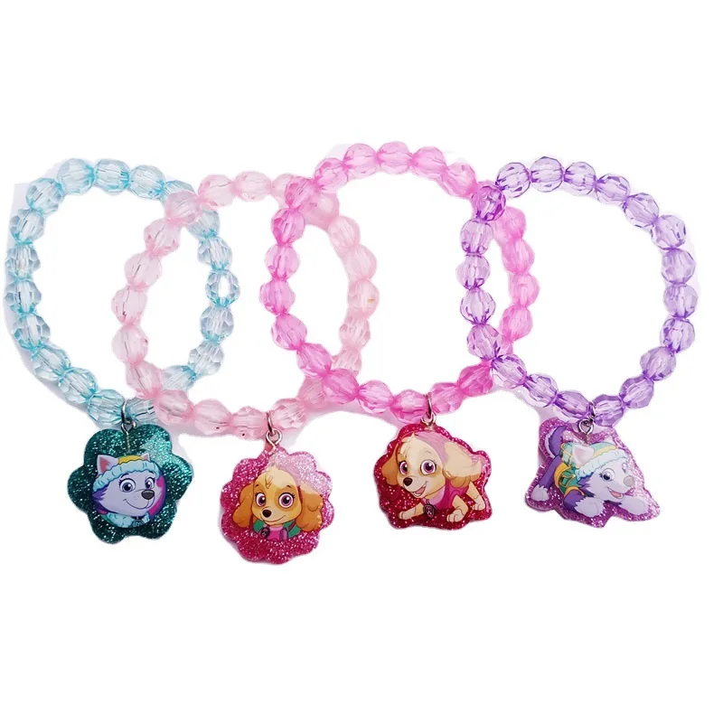 Paw Patrol Skye Everest Cartoon bracciale acrilico fatto a mano accessori con perline decorazione per bambini ciondolo gioielli per ragazze regali