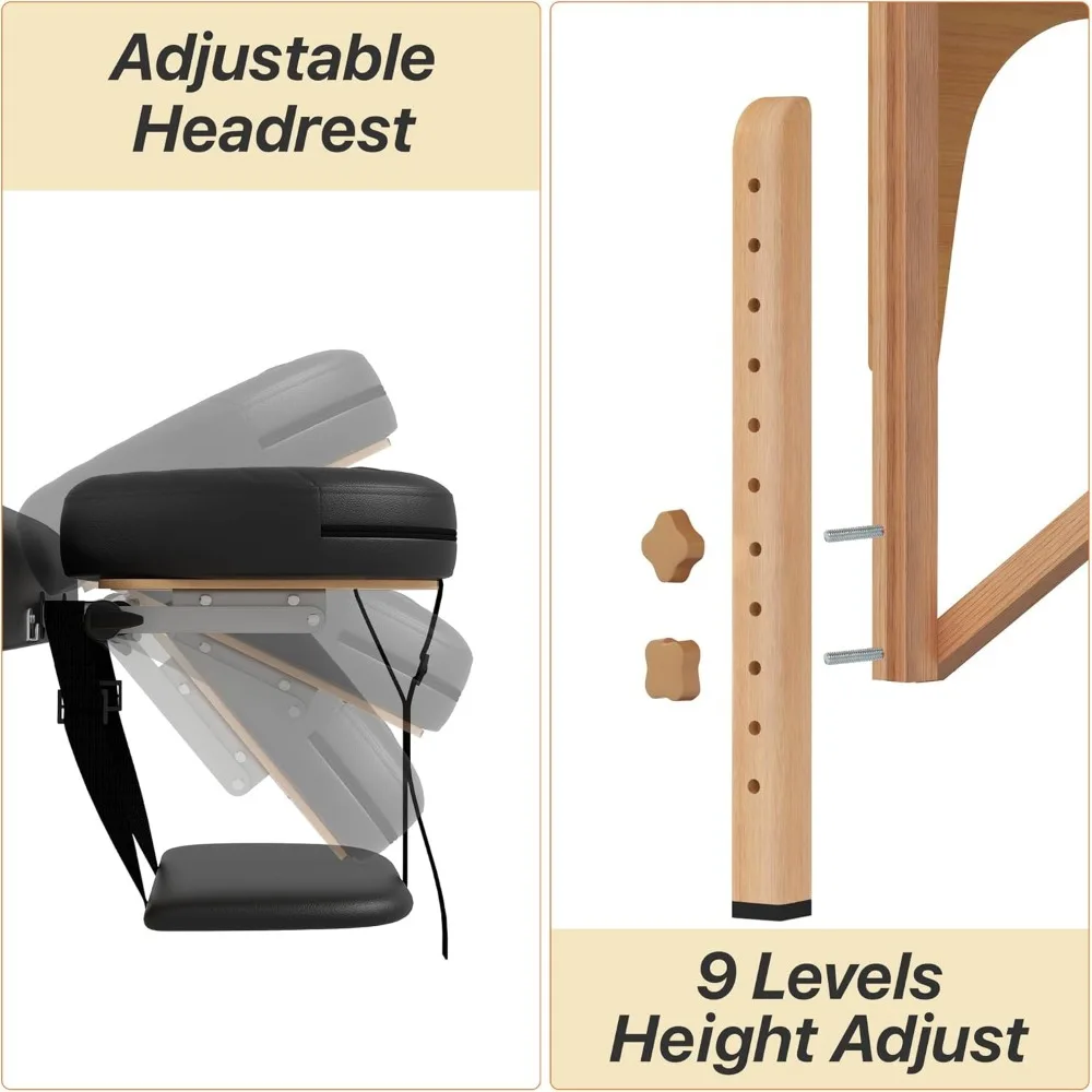 Memory Foam Massage Table Premium Portable Foldable Massage Bed Height Adjustable, 84 Inches Long 28 Inchs