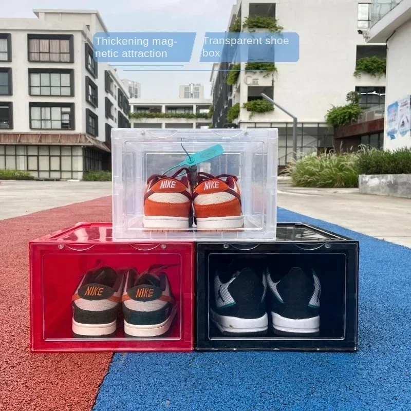 Upgraded X-Large Shoe Organizer Clear Stackable Shoe Boxes Drop-Front Design with Clear Door Space-Saving Storage