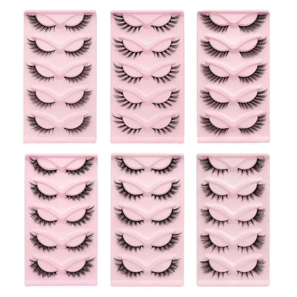 Cat Eye Lashes Mink Eyelashes 3D Curl Winged Natural Realistic Messy End Eye Elongated Thick False Eyelashes Soft Fake Lashe