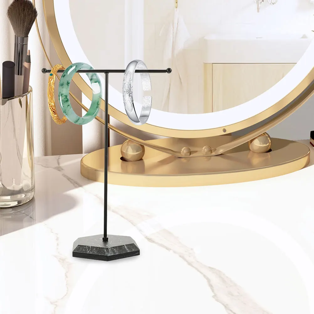 2Pcs Metal T Bar Necklace Display Stand Jewelry Organizer Minimalist Design Space Saving Holder for Earrings Bracelets