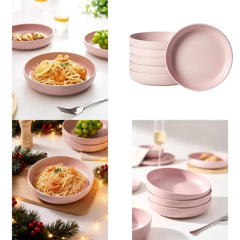 

Набор из 6 светло-розовых мисок для пасты и салатов, идеально подходит для подарков, новоселья, Дня благодарения и Рождества
