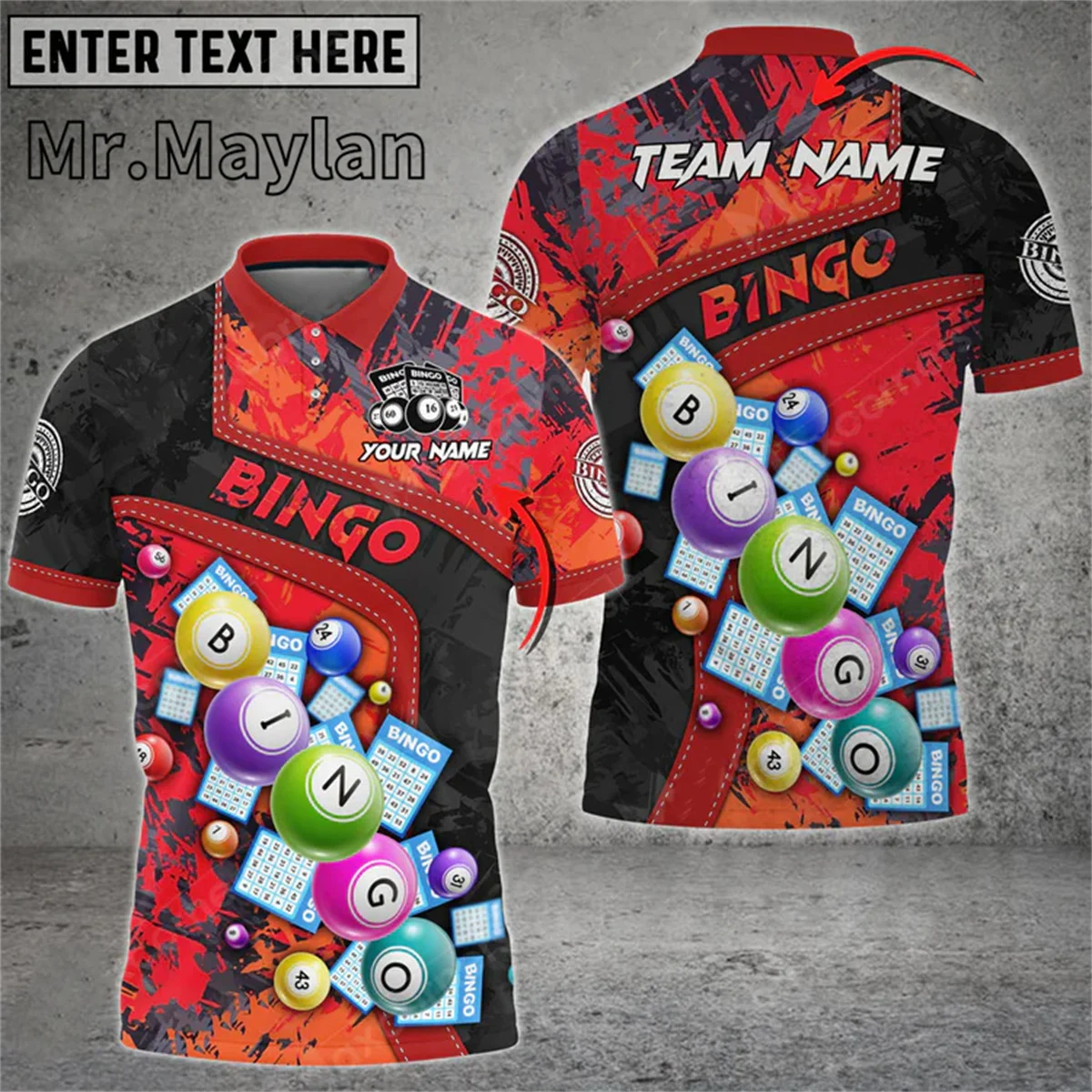 Personalized Bingo Grunge Texture Abstract Multicolor Option 3D Polo Shirt Men/Women Idea Gift For Bingo Lovers Unisex Tops-0188