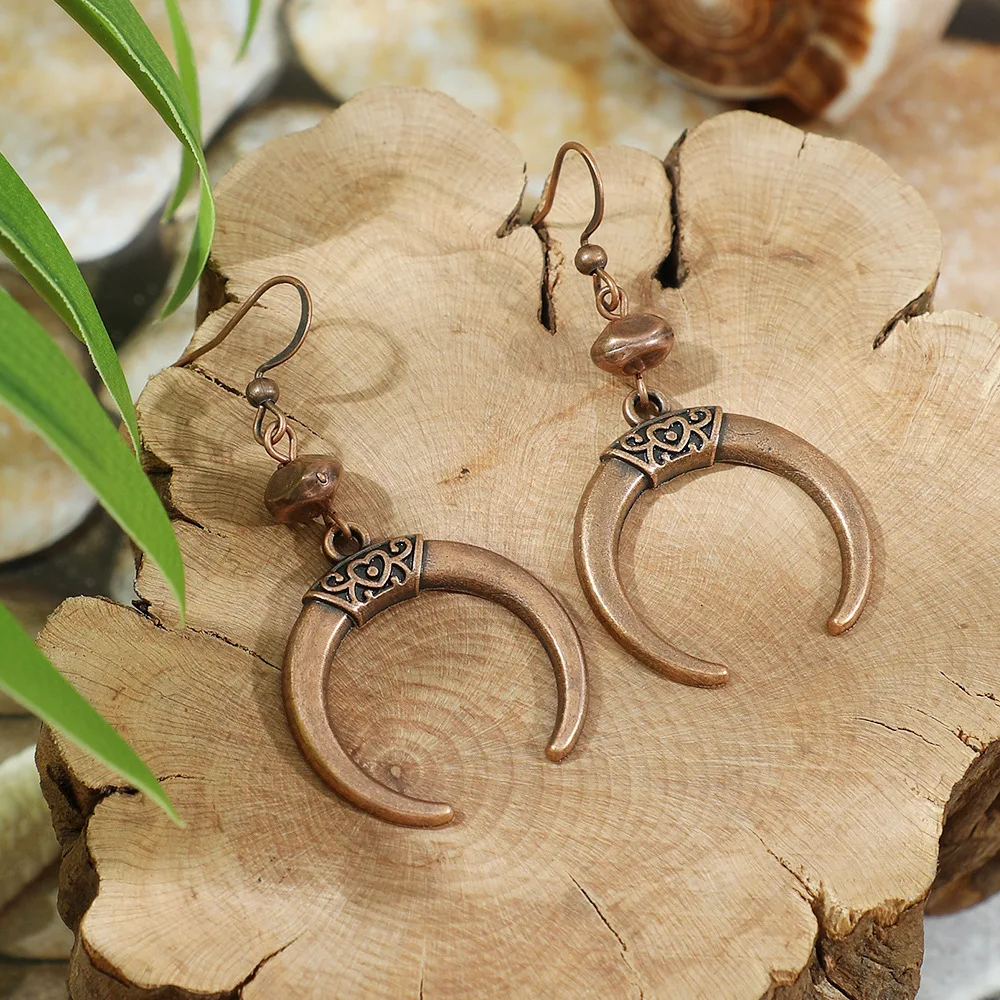 Vintage ethnische geometrische braune Tropfenohrringe für Frauen, elegante Persönlichkeit, Urlaub, lässig, täglich, Ohrringe, Boho-Schmuck – Detail 8