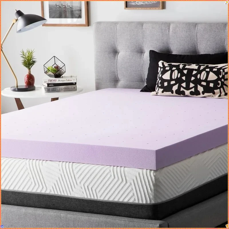 4 Inch Lavender Memory Foam Mattress Topper - Ventilated, CertiPur (California King)