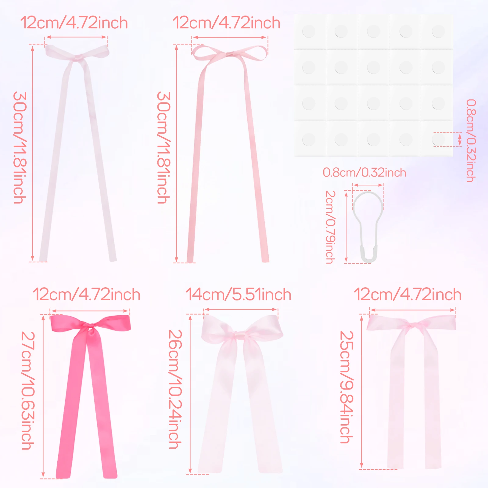 40 قطعة القوس الوردي جدار ديكور شريط من الساتان القوس حفلة خلفية ديكور Bowknot بها بنفسك Bowknot خلفية غرفة الفن زخرفة لصور غرفة النوم #6