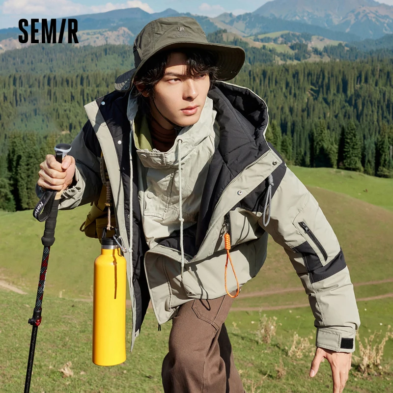 Semir piumino uomo 2023 inverno nuova moda a tre prove contrasto colore Outdoor caldo giacca con cappuccio alla moda