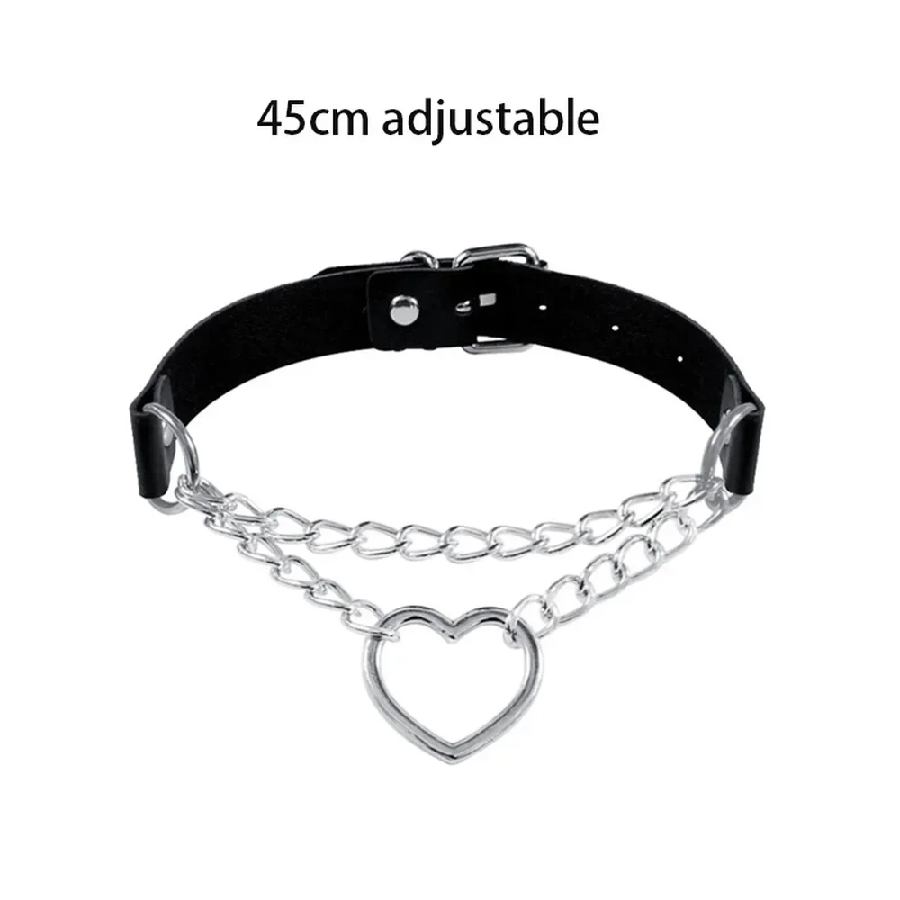 Harajuku Chocker Sexy Heart Lock Key Rivets Black Goth Punk Chokers Gothic Choker Necklace for Women Hip Hop Bondage Cosplay