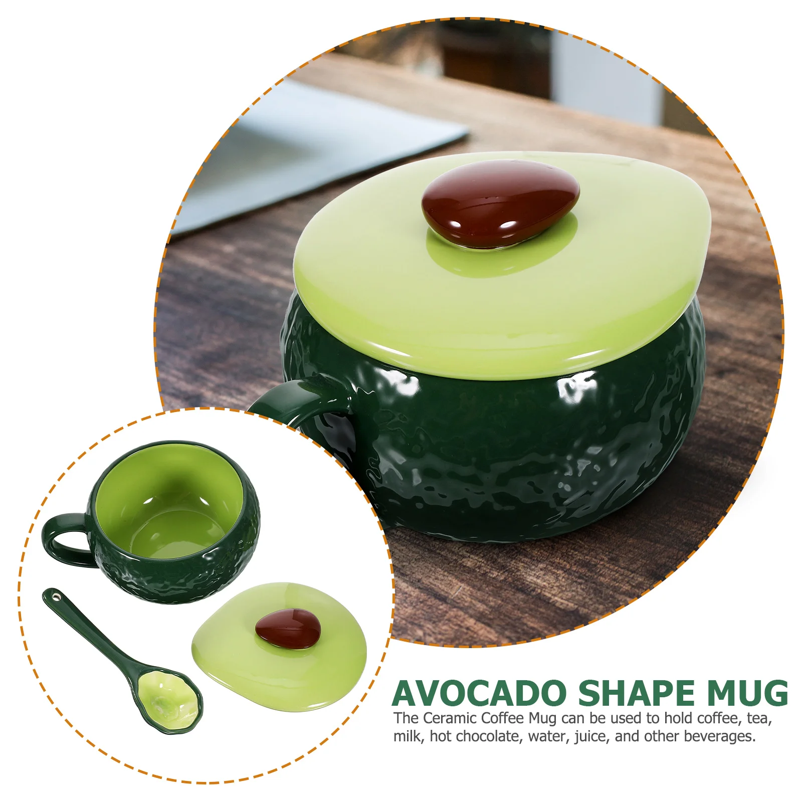 

1Set Avocado Mug Cute Ceramic Coffee Mug Heat Resistant Cartoon Design for Home Office Cafe Use Breakfast Cup Coffee Mugs