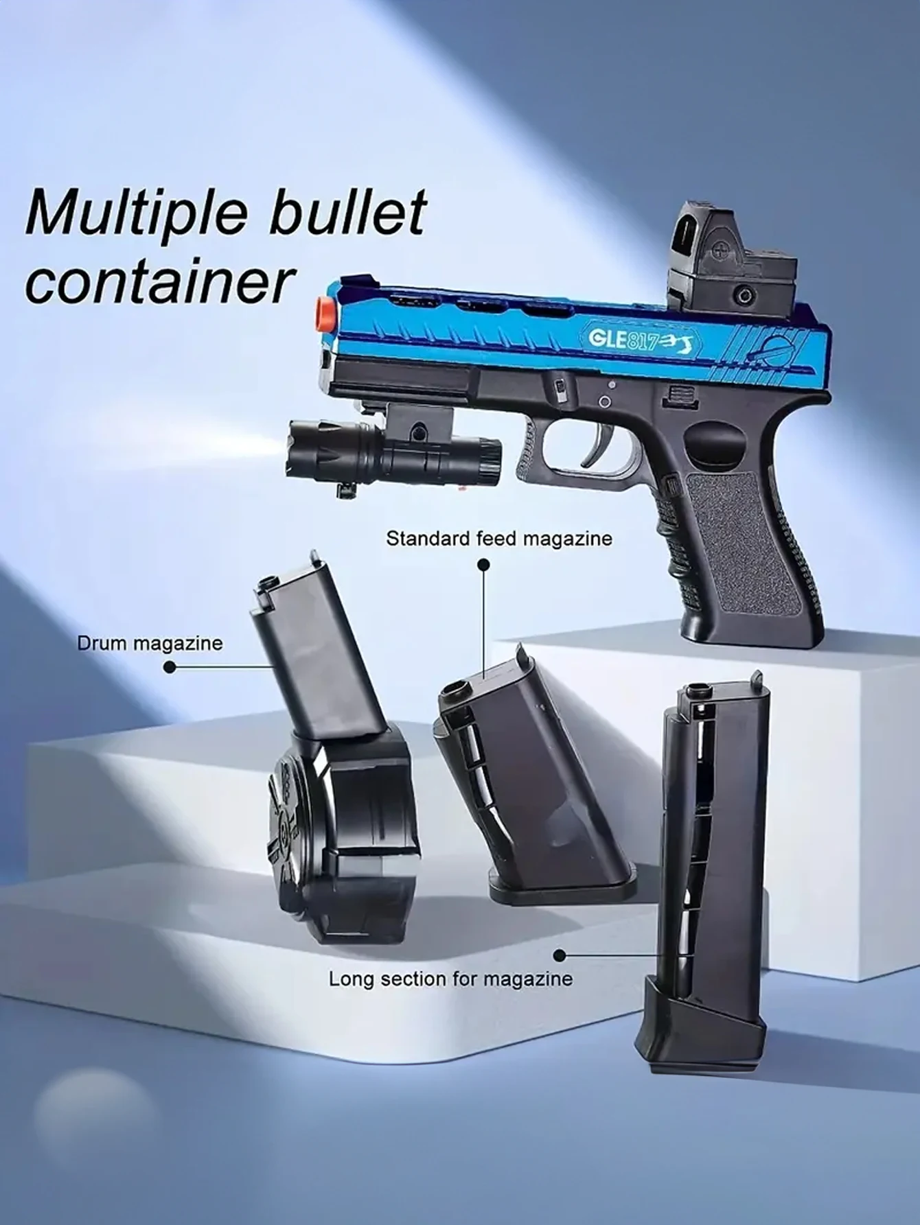 수동 전동 젤 볼 장난감 총, 권총 두 가지 모드 전환, 7-8mm 젤 볼 장난감 총 발사 가능, 야외 놀이 장난감(총알 미포함)