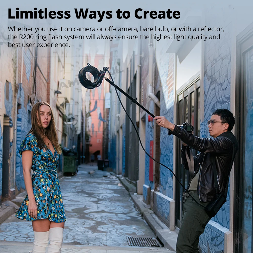 Godox R200 200W Lampu Cincin LED Kepala Lampu Flash Speedlite untuk Kamera Sony Canon Nikon Fuji Olympus Godox AD200 AD200Pro Flash
