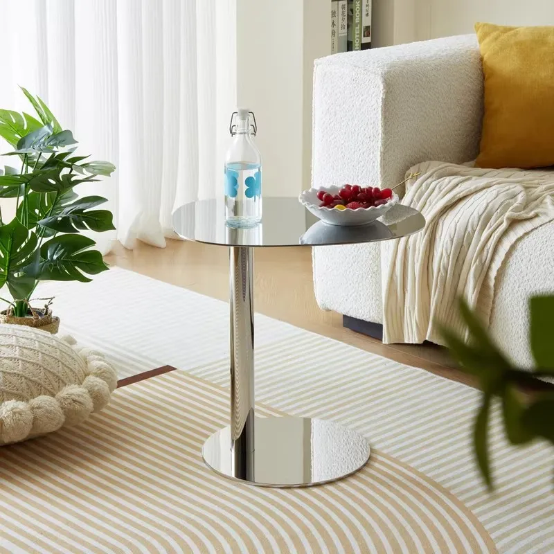 sofa corner a few living room light luxury edge a few stainless steel coffee table Internet celebrity cream wind bright table
