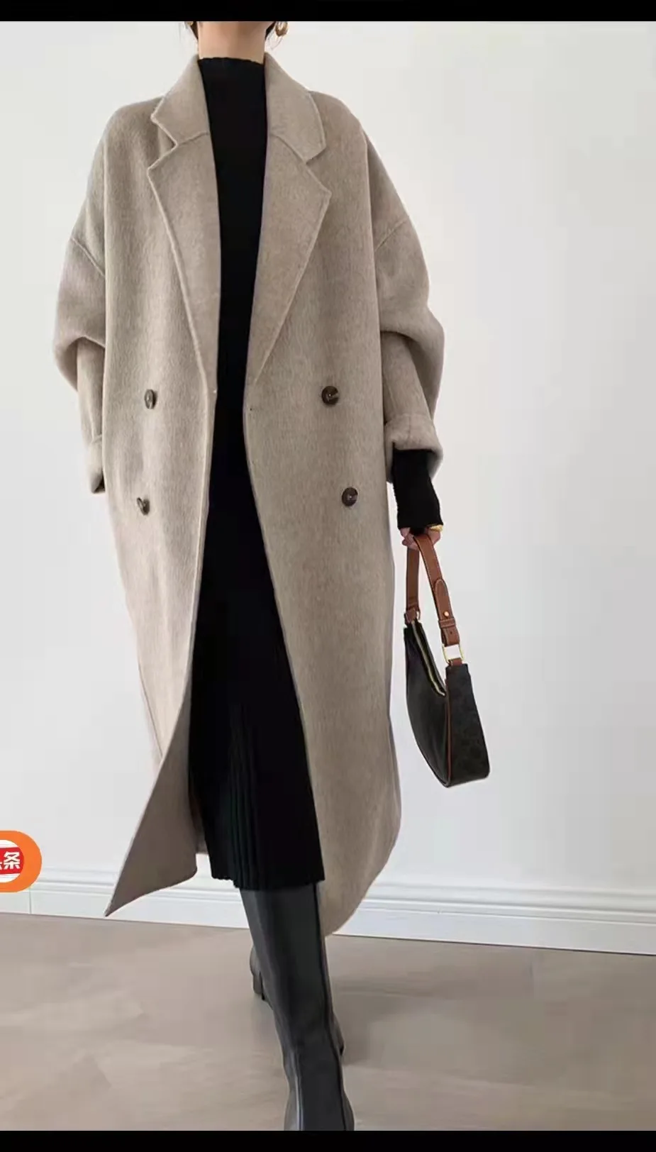 Dark American Double-sided Cashmere Coat Lazy Wind Double-sided Woolen Coat Loose Long Section Fashion Solid Coat For Women Ins