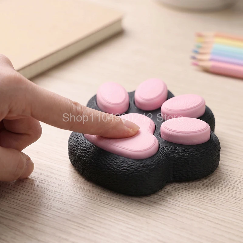 3D Printed Cute Cat Paw Clicker Fidget Toy Portable Stress Relief Press Button Decompression Ornament Desk Decor Gifts