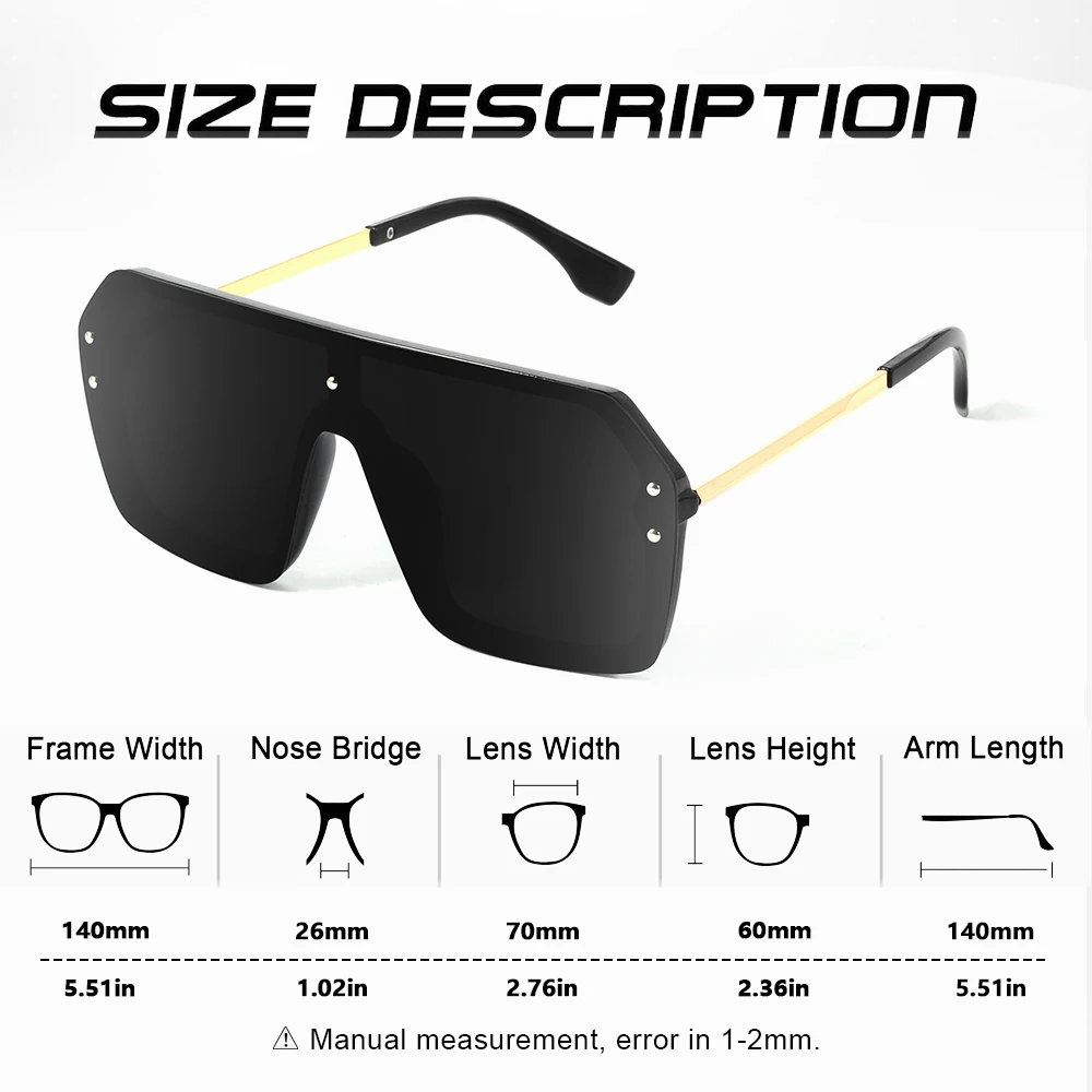 CRIXALIS Übergroße Quadratische Randlose Sonnenbrille Männer Outdoor Sport Reisen Klettern Sonnenbrille Männlichen Mode Brille Shades UV400 – Detail 3