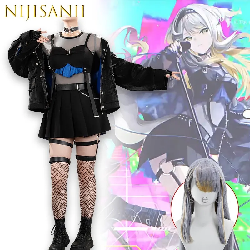 ANIJISANJI VTuber Mitarashi Dan Dog Shikiba Ruri peluca Cosplay Personaje de Anime Halloween carnaval fiesta disfraz pelucas sintéticas ‌