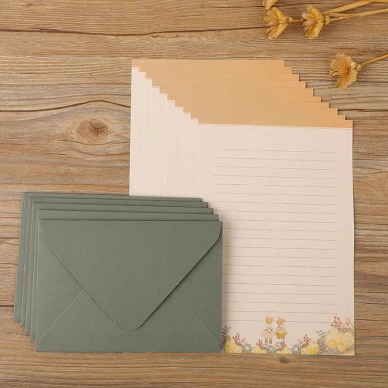 6 Envelope 10 Letter Paper Set Creative Chinese Ancient Style A5 Floral Letterhead Set Beautiful Western Style Small Envelope
