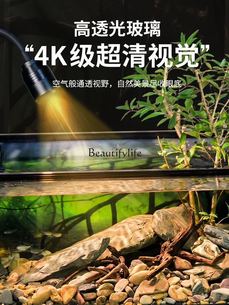 Table Top Glass Fish Tank South American Background Stream Landscaping Bottom Drainage Fish Ecological Breeding Tank