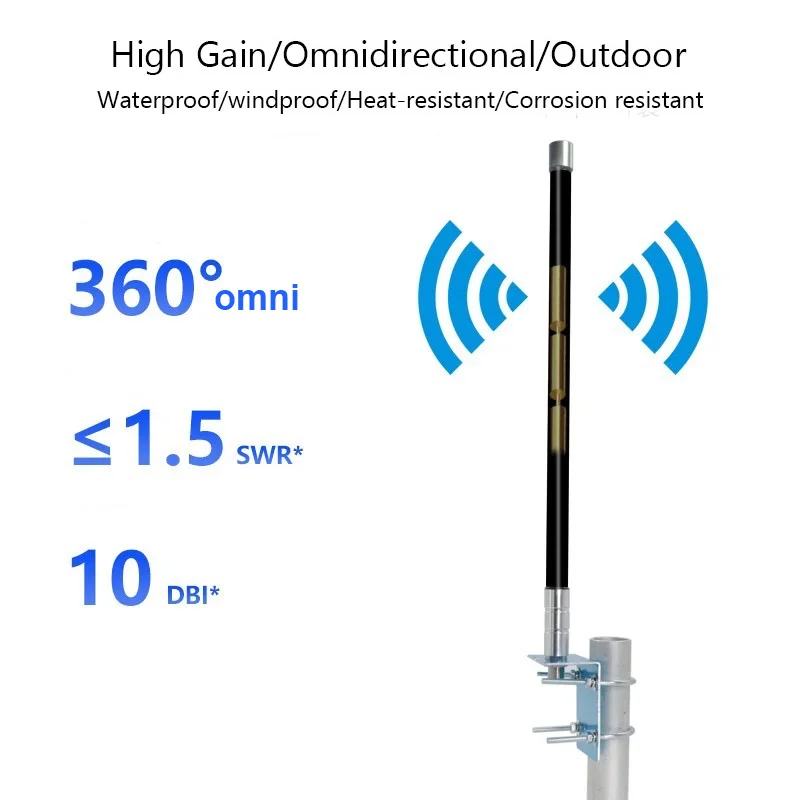 

4G 5G 433MHz 470MHz 868MHz 915MHz Fiberglass Antenna High Gain10dBi Outdoor LoRa Antena N Female for Lorawan Router Modem